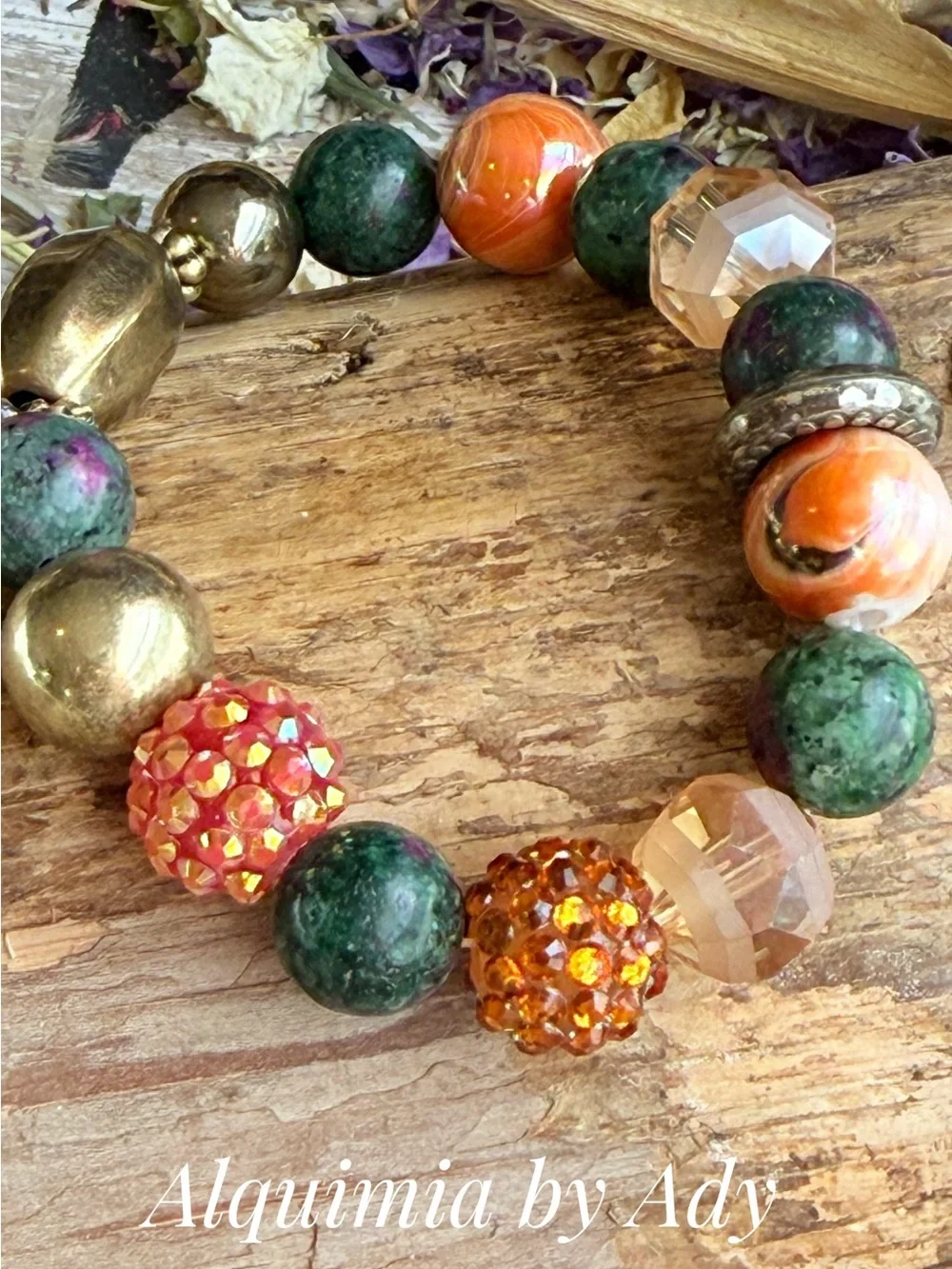 Ruby Zoisite and and gold chunky bracelet /Gemini grounding stone